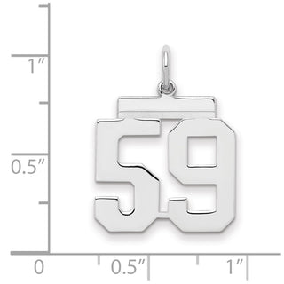 Sterling Silver Rhodium-plated Medium Polished Number 59 Charm