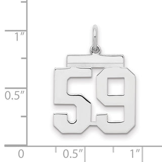 Sterling Silver Rhodium-plated Medium Polished Number 59 Charm