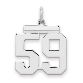 Sterling Silver Rhodium-plated Medium Polished Number 59 Charm