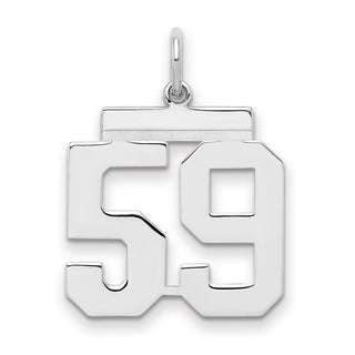 Sterling Silver Rhodium-plated Medium Polished Number 59 Charm
