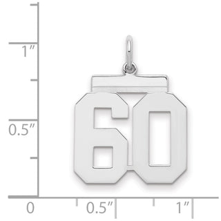 Sterling Silver Rhodium-plated Medium Polished Number 60 Charm
