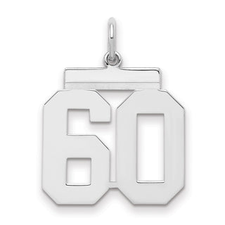 Sterling Silver Rhodium-plated Medium Polished Number 60 Charm