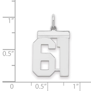 Sterling Silver Rhodium-plated Medium Polished Number 61 Charm