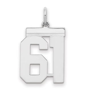 Sterling Silver Rhodium-plated Medium Polished Number 61 Charm