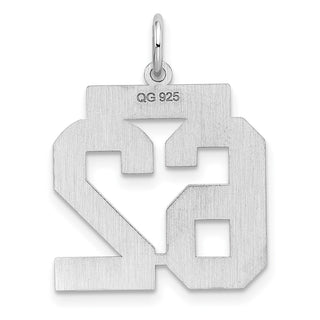 Sterling Silver Rhodium-plated Medium Polished Number 62 Charm