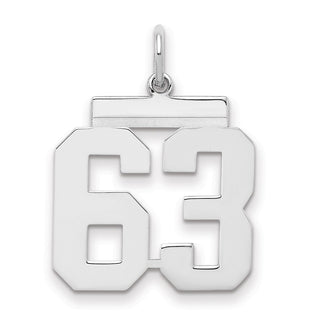 Sterling Silver Rhodium-plated Medium Polished Number 63 Charm