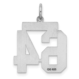 Sterling Silver Rhodium-plated Medium Polished Number 64 Charm