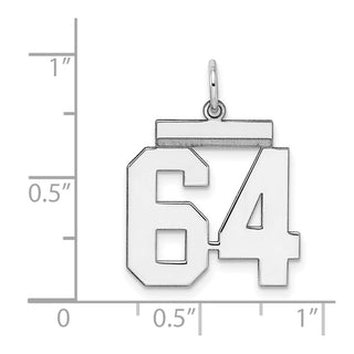 Sterling Silver Rhodium-plated Medium Polished Number 64 Charm