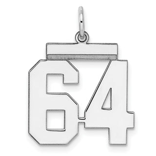 Sterling Silver Rhodium-plated Medium Polished Number 64 Charm