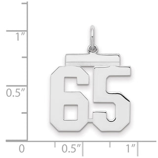 Sterling Silver Rhodium-plated Medium Polished Number 65 Charm