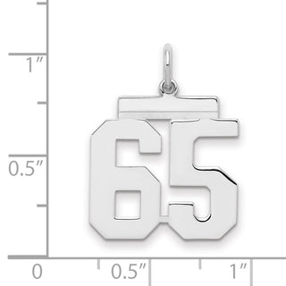 Sterling Silver Rhodium-plated Medium Polished Number 65 Charm