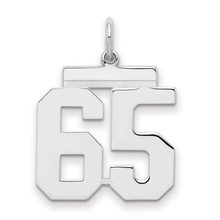 Sterling Silver Rhodium-plated Medium Polished Number 65 Charm