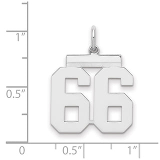 Sterling Silver Rhodium-plated Medium Polished Number 66 Charm