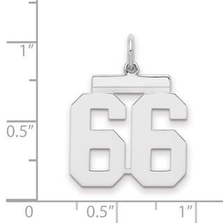 Sterling Silver Rhodium-plated Medium Polished Number 66 Charm