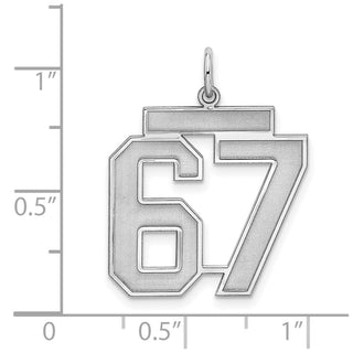 Sterling Silver Rhodium-plated Medium Polished Number 67 Charm