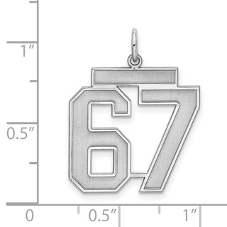 Sterling Silver Rhodium-plated Medium Polished Number 67 Charm