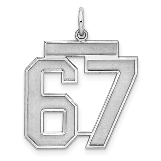 Sterling Silver Rhodium-plated Medium Polished Number 67 Charm