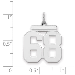 Sterling Silver Rhodium-plated Medium Polished Number 68 Charm