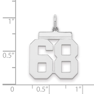 Sterling Silver Rhodium-plated Medium Polished Number 68 Charm
