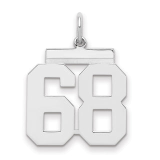 Sterling Silver Rhodium-plated Medium Polished Number 68 Charm