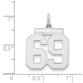 Sterling Silver Rhodium-plated Medium Polished Number 69 Charm