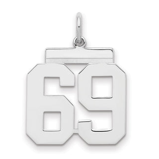 Sterling Silver Rhodium-plated Medium Polished Number 69 Charm
