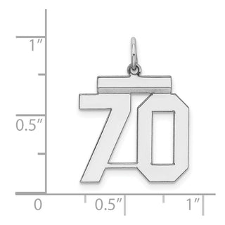 Sterling Silver Rhodium-plated Medium Polished Number 70 Charm