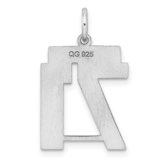 Sterling Silver Rhodium-plated Medium Polished Number 71 Charm