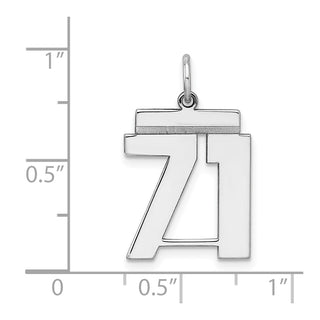 Sterling Silver Rhodium-plated Medium Polished Number 71 Charm