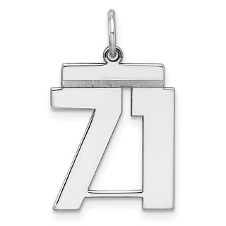 Sterling Silver Rhodium-plated Medium Polished Number 71 Charm