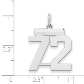 Sterling Silver Rhodium-plated Medium Polished Number 72 Charm