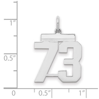 Sterling Silver Rhodium-plated Medium Polished Number 73 Charm