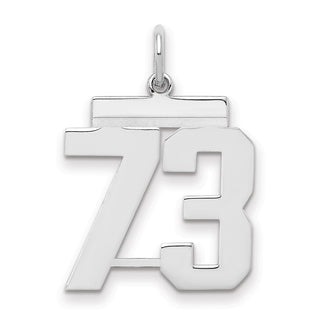 Sterling Silver Rhodium-plated Medium Polished Number 73 Charm