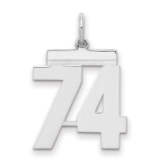 Sterling Silver Rhodium-plated Medium Polished Number 74 Charm