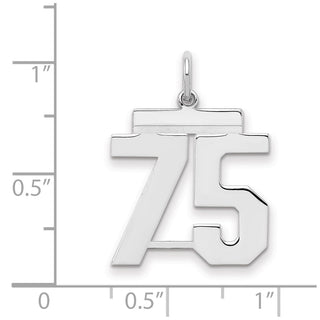 Sterling Silver Rhodium-plated Medium Polished Number 75 Charm