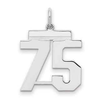Sterling Silver Rhodium-plated Medium Polished Number 75 Charm