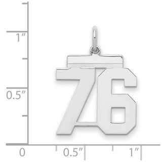 Sterling Silver Rhodium-plated Medium Polished Number 76 Charm