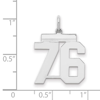 Sterling Silver Rhodium-plated Medium Polished Number 76 Charm