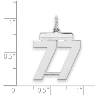 Sterling Silver Rhodium-plated Medium Polished Number 77 Charm