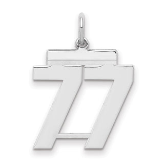 Sterling Silver Rhodium-plated Medium Polished Number 77 Charm