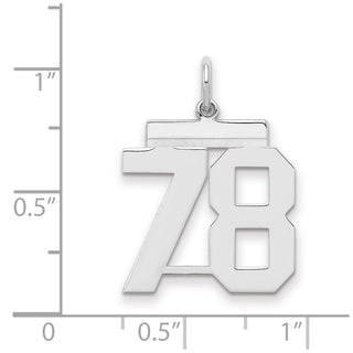 Sterling Silver Rhodium-plated Medium Polished Number 78 Charm