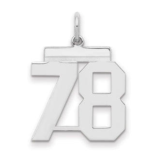 Sterling Silver Rhodium-plated Medium Polished Number 78 Charm