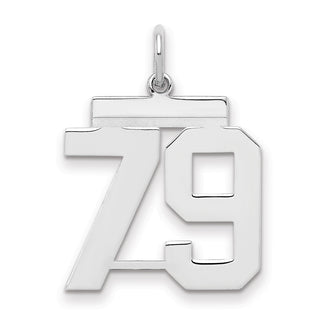 Sterling Silver Rhodium-plated Medium Polished Number 79 Charm