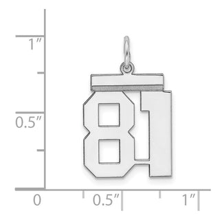 Sterling Silver Rhodium-plated Medium Polished Number 81 Charm