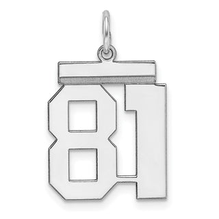 Sterling Silver Rhodium-plated Medium Polished Number 81 Charm