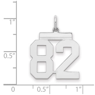 Sterling Silver Rhodium-plated Medium Polished Number 82 Charm