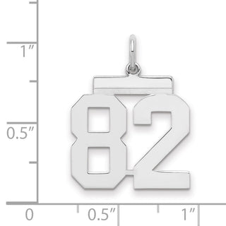 Sterling Silver Rhodium-plated Medium Polished Number 82 Charm
