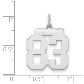 Sterling Silver Rhodium-plated Medium Polished Number 83 Charm