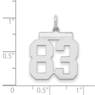 Sterling Silver Rhodium-plated Medium Polished Number 83 Charm