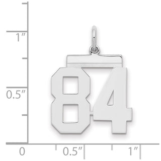 Sterling Silver Rhodium-plated Medium Polished Number 84 Charm